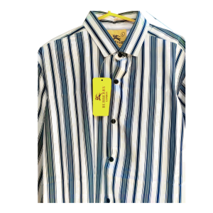 এক শার্টে স্টাইল, আরাম ও ট্রেন্ড Blue-Green Stripe ফুল হাতা শার্ট”