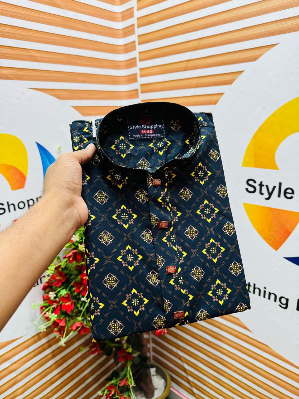 Men’s Cotton Screen Print Panjabi - Image 2