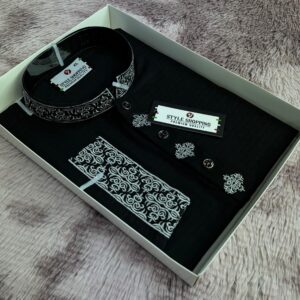 Eid Collection 2026 Black-Silver Pattern Embroidery Punjabi